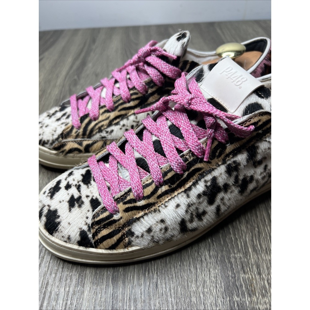 P448 John Low Top Sneakers Multifur Calf Pony Leather Womens US 10 EU 40 EUC! - Picture 6 of 14